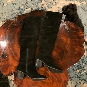 COPY - Black suede over the knee high heeled boots NWOT 6
